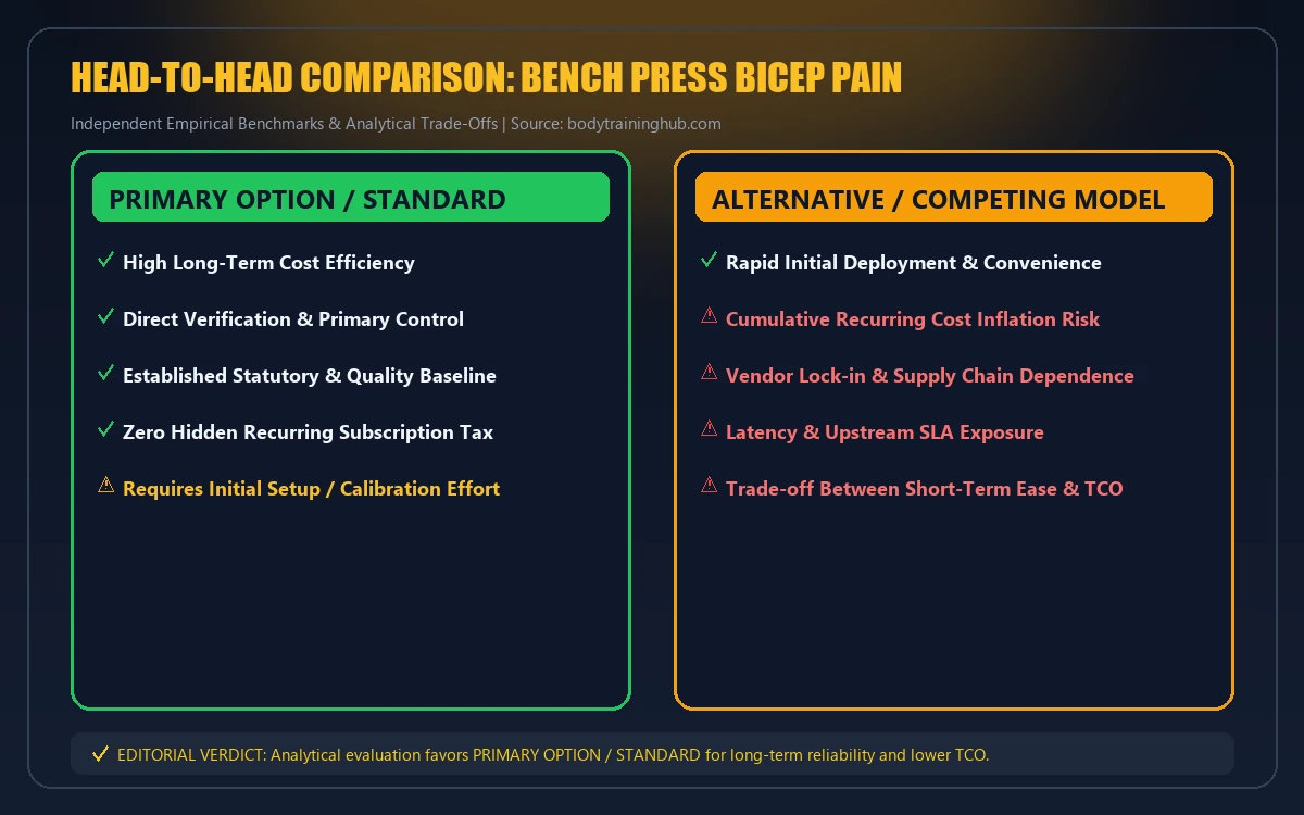 Head-to-head comparison matrix for bench press bicep pain