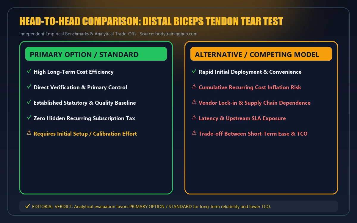 Head-to-head comparison matrix for distal biceps tendon tear test