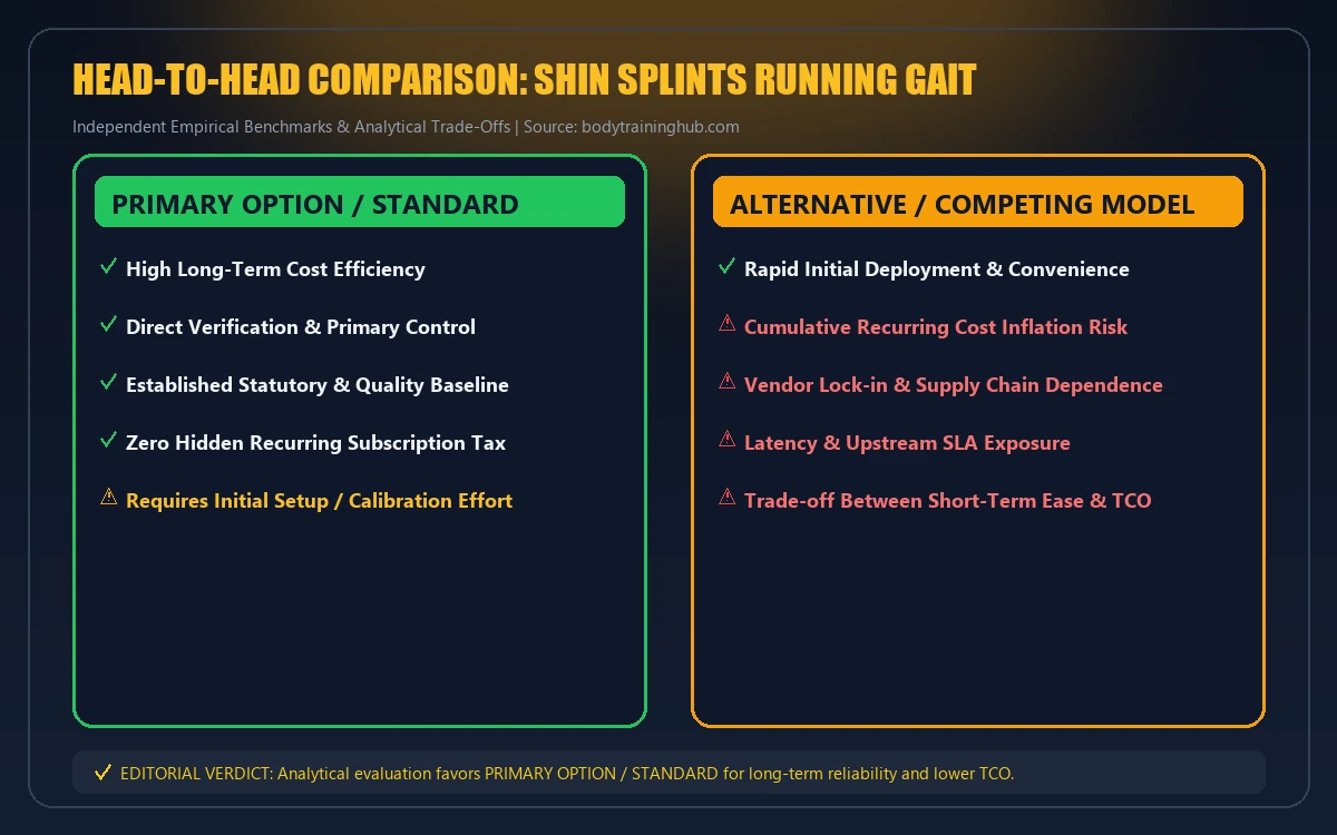 Head-to-head comparison matrix for shin splints running gait