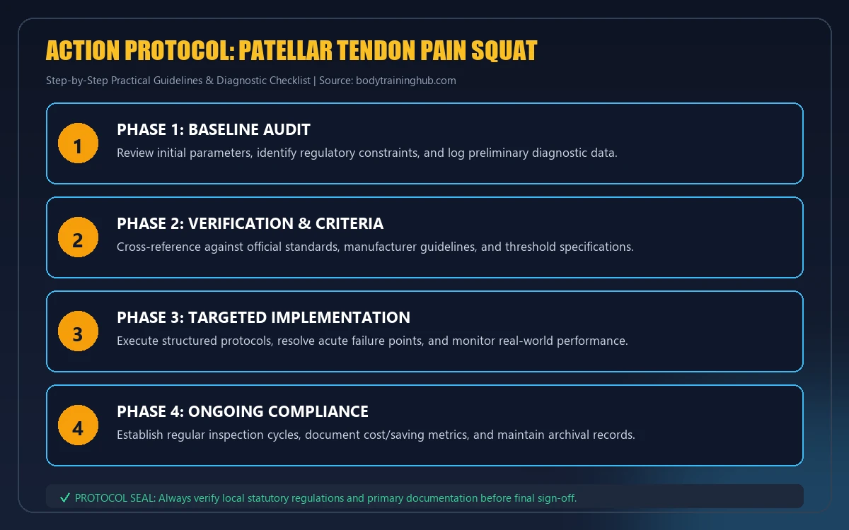 Step-by-step implementation protocol for patellar tendon pain squat