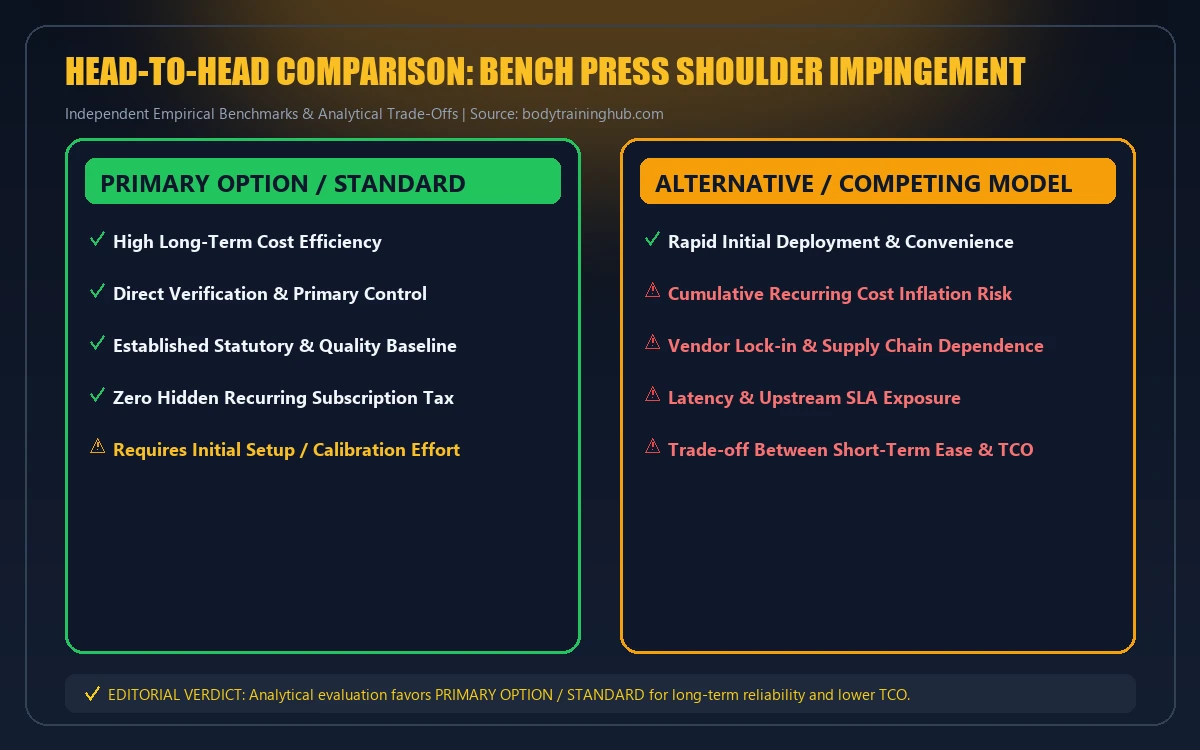 Head-to-head comparison matrix for bench press shoulder impingement